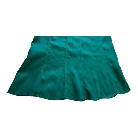 Olsen Green Linen Panelled A-Line Scalloped Hem Maxi Skirt - Size 14 - Picture 8 of 10